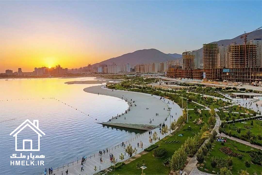 نمای غروب دریاچه چیتگر - وال ابزار
